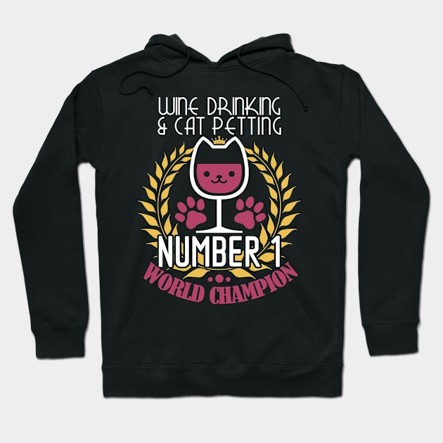 Wine - Cat Champion Hoodie by APuzzleOfTShirts